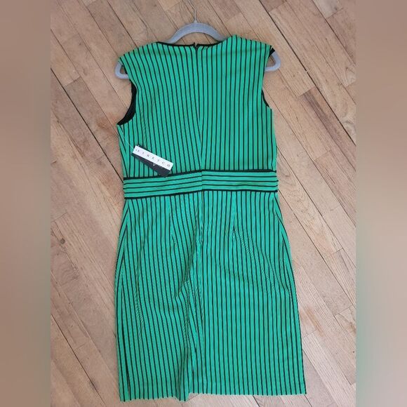 NWT - Peach Velvet Black and Green Striped Dress, Size‎ 10 - Picture 4 of 7